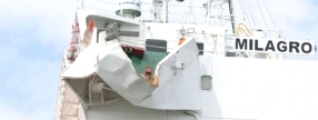 Navio colide com um shiploader no Porto de Santos